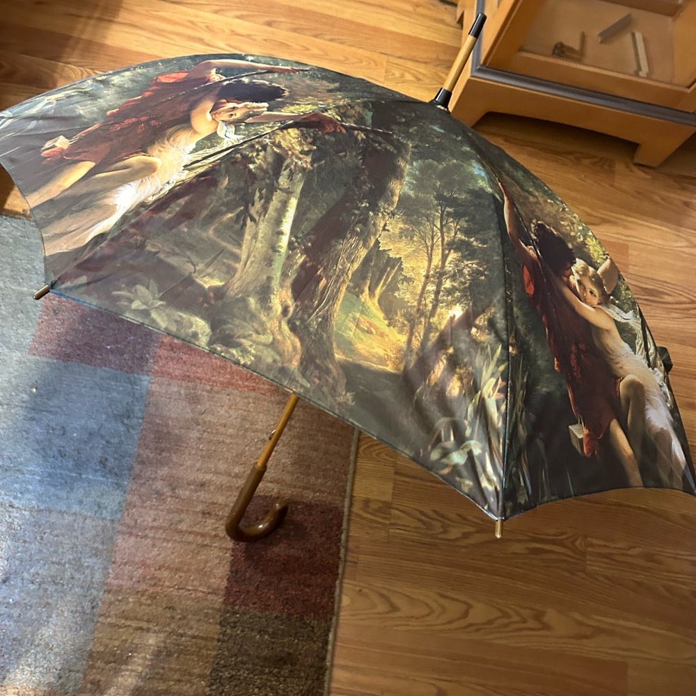 SHAW CREATIONS COT PIERRE AUGUSTE OIL ON CANVAS FRENCH PAINTER UMBRELLA